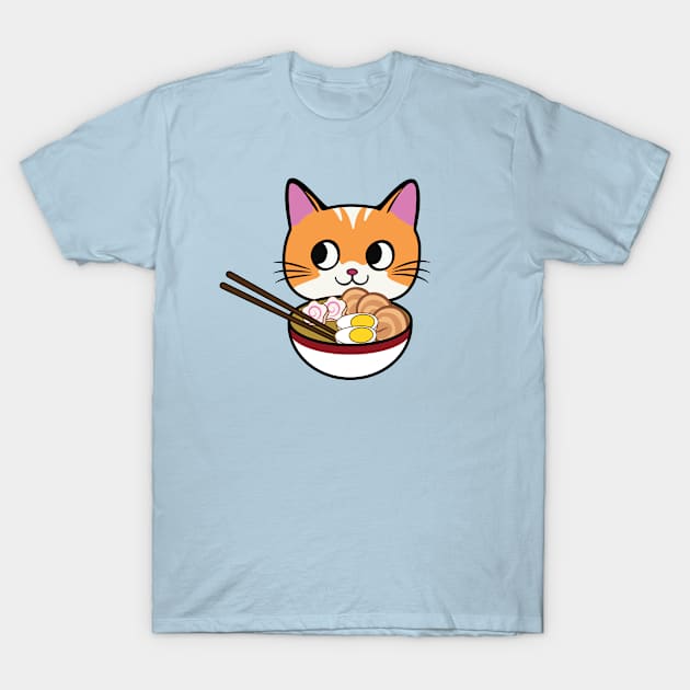 Orange Ramen Cat T-Shirt by KittenMe Designs